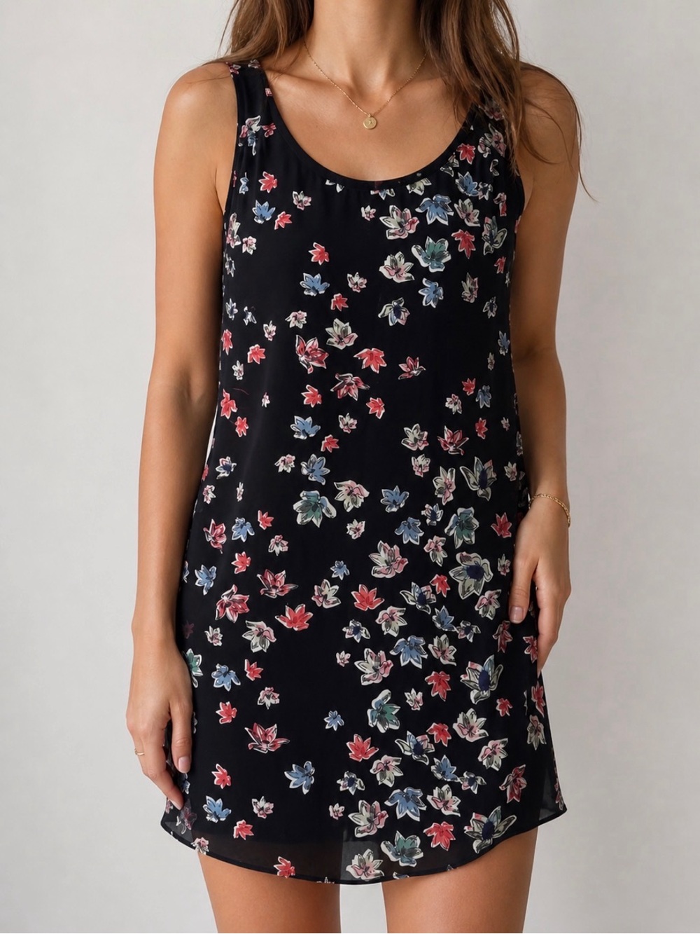 Katherine Barclay Black Dress with Multicolor Floral Design
